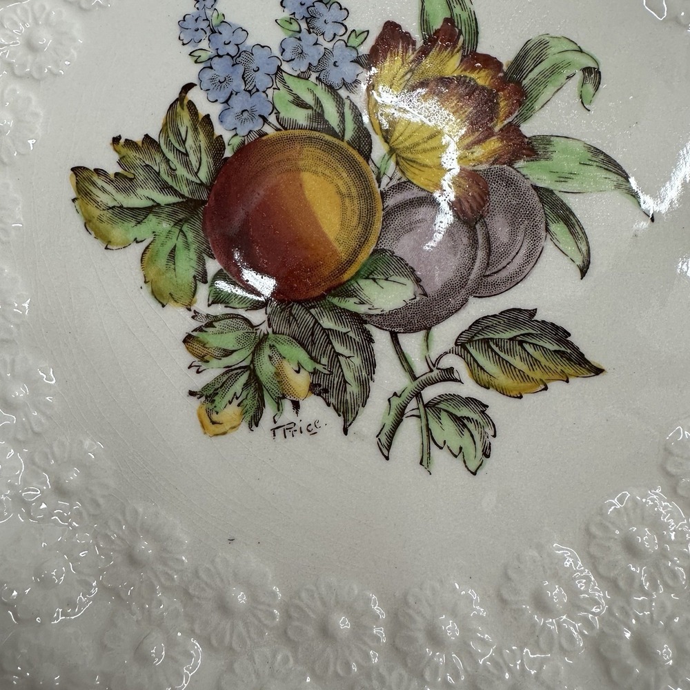 3 Copeland Spode Alden J Price Embossed Daisy Border Fruit Flower #9-11 Plates - Picture 6 of 15